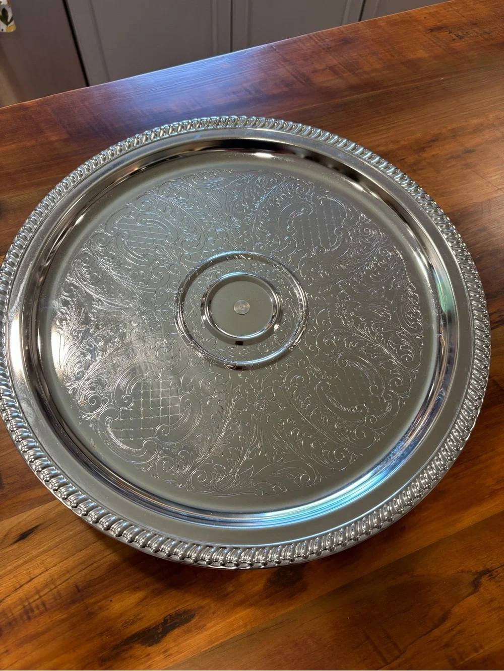 Vintage Irvinware Chromeware Revolving Susan Serving Tray with 7 glass sections